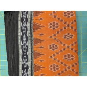 Cotton Saree for Crafting Sewing Quilting Upcycled Projects Orange Black Bag